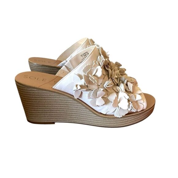Sole Society Women's Cream Wedge Sandals Size 7.5 - Picture 2 of 12